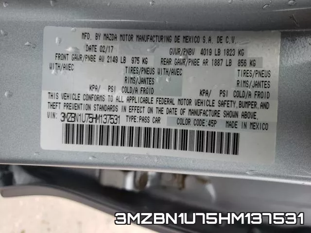 3MZBN1U75HM137531 фото 2