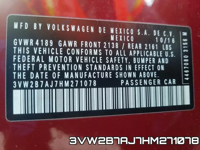 3VW2B7AJ7HM271078 фото 2