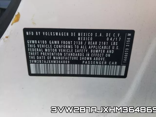 3VW2B7AJXHM364869 фото 2
