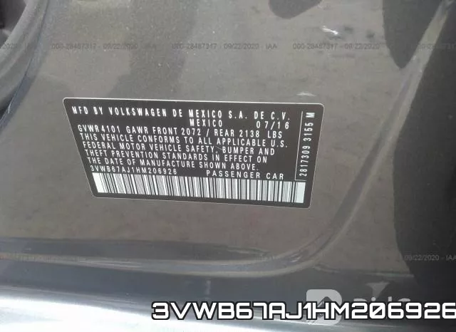3VWB67AJ1HM206926 фото 9