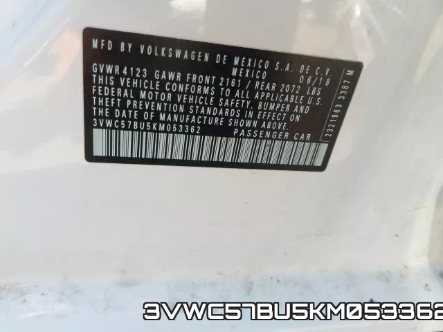 3VWC57BU5KM053362 фото 2