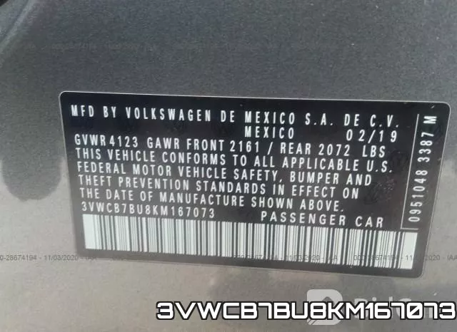 3VWCB7BU8KM167073 фото 10