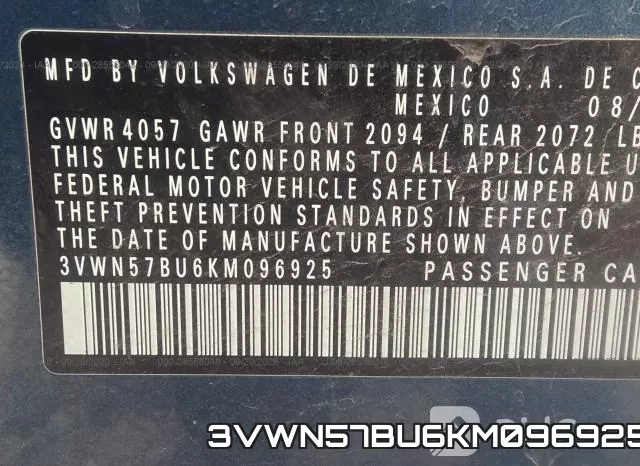 3VWN57BU6KM096925 фото 10