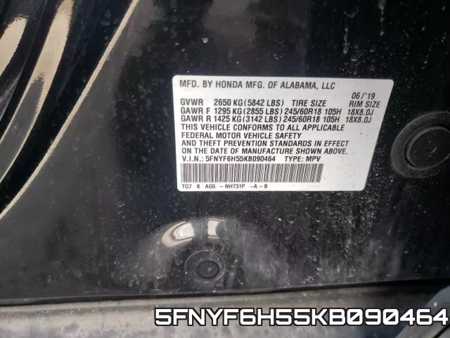 5FNYF6H55KB090464 фото 2