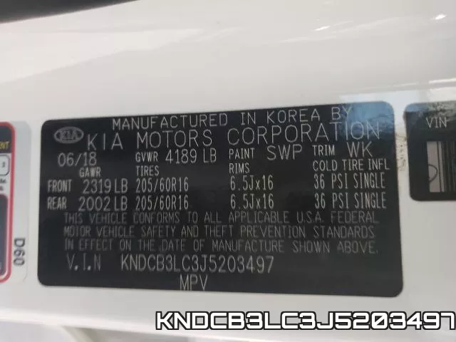 KNDCB3LC3J5203497 фото 2