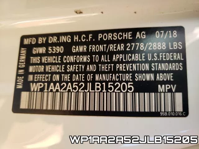 WP1AA2A52JLB15205 фото 2