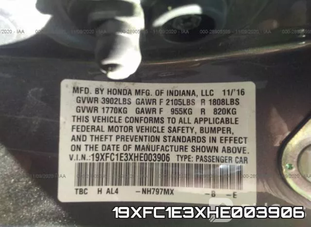 19XFC1E3XHE003906 фото 10