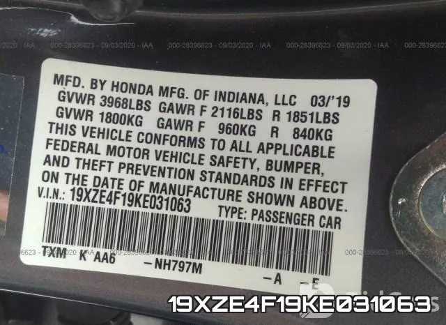 19XZE4F19KE031063 фото 9