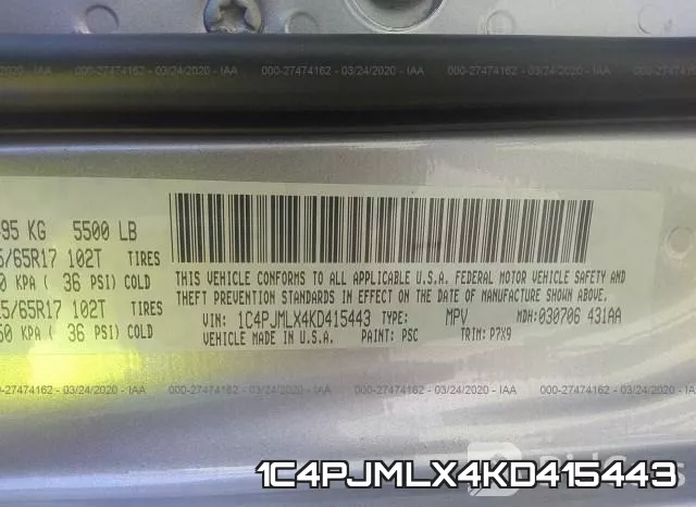 1C4PJMLX4KD415443 фото 10