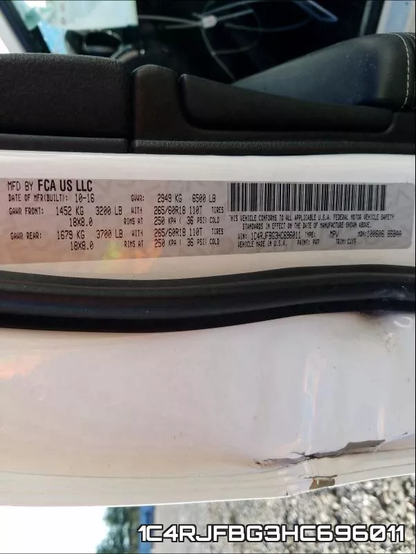 1C4RJFBG3HC696011 фото 2