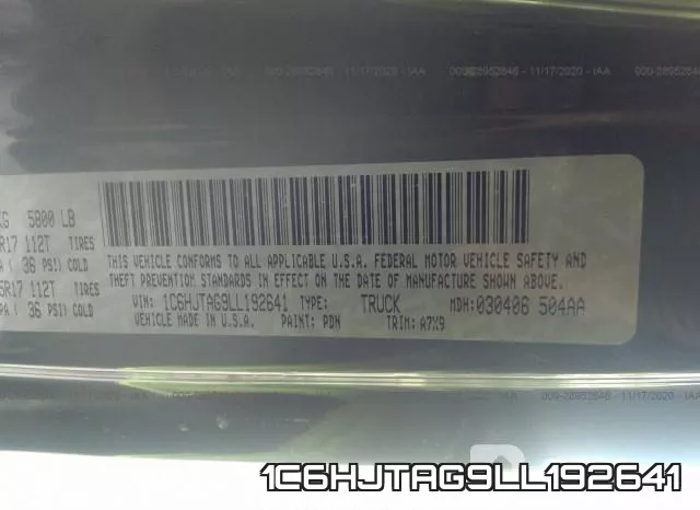 1C6HJTAG9LL192641 фото 9