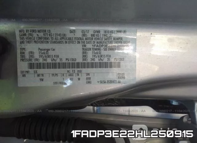 1FADP3E22HL250915 фото 10