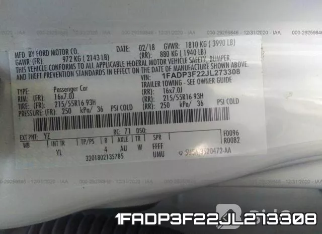 1FADP3F22JL273308 фото 8