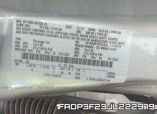 1FADP3F23JL222979 фото 10