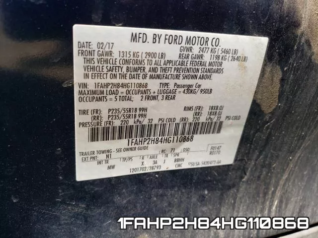 1FAHP2H84HG110868 фото 2