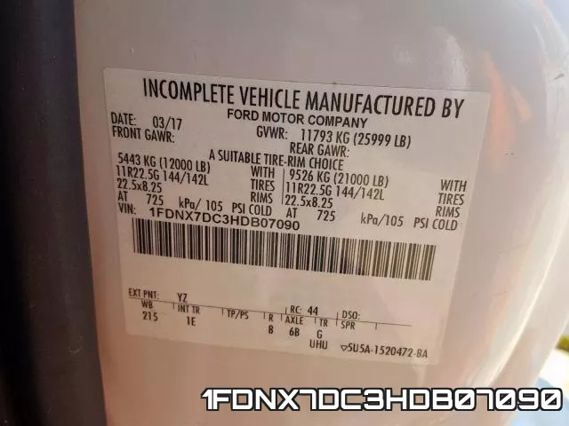 1FDNX7DC3HDB07090 фото 2