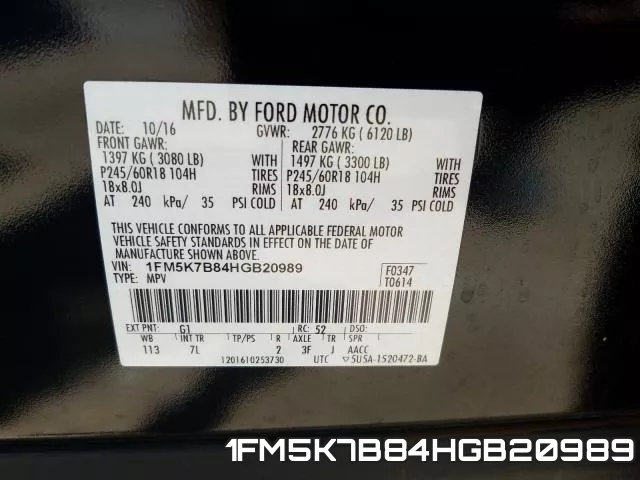1FM5K7B84HGB20989 фото 2