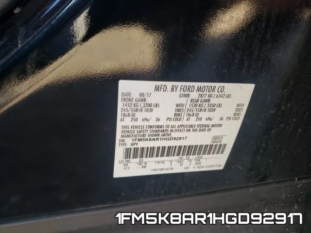 1FM5K8AR1HGD92917 фото 2