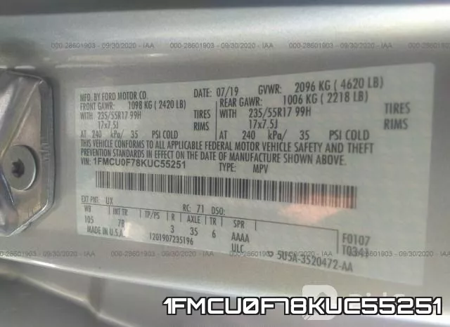 1FMCU0F78KUC55251 фото 10