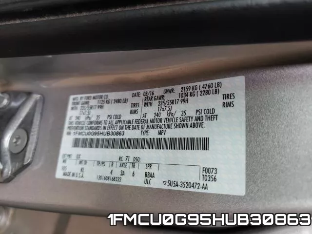 1FMCU0G95HUB30863 фото 2
