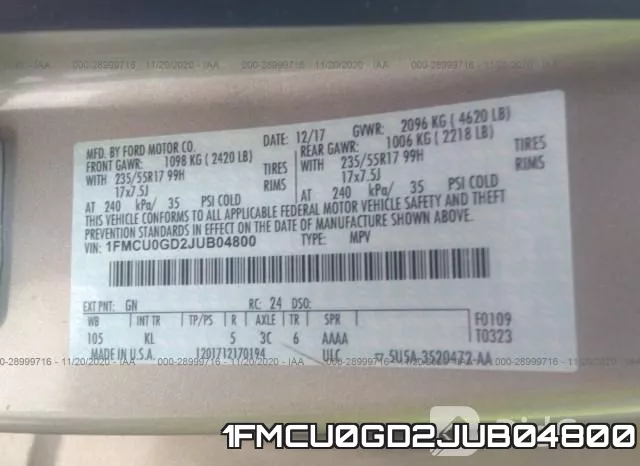 1FMCU0GD2JUB04800 фото 10
