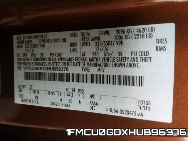 1FMCU0GDXHUB96376 фото 2