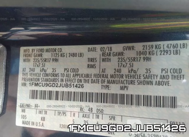 1FMCU9GD2JUB51426 фото 10