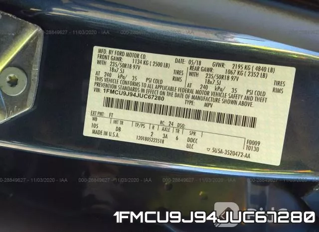 1FMCU9J94JUC67280 фото 10