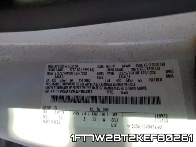 1FT7W2BT2KEF80261 фото 2