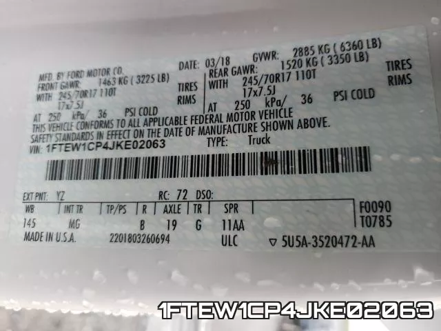 1FTEW1CP4JKE02063 фото 2