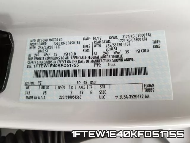 1FTEW1E40KFD51755 фото 2