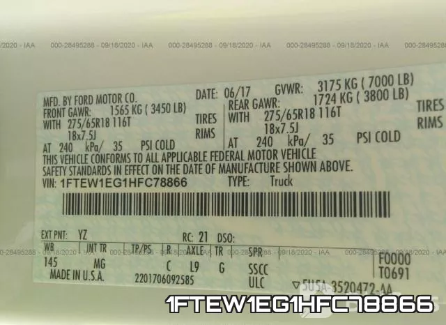 1FTEW1EG1HFC78866 фото 9