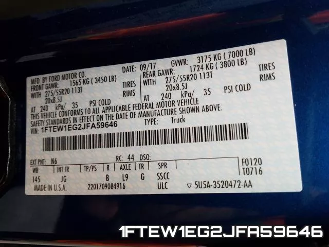 1FTEW1EG2JFA59646 фото 2