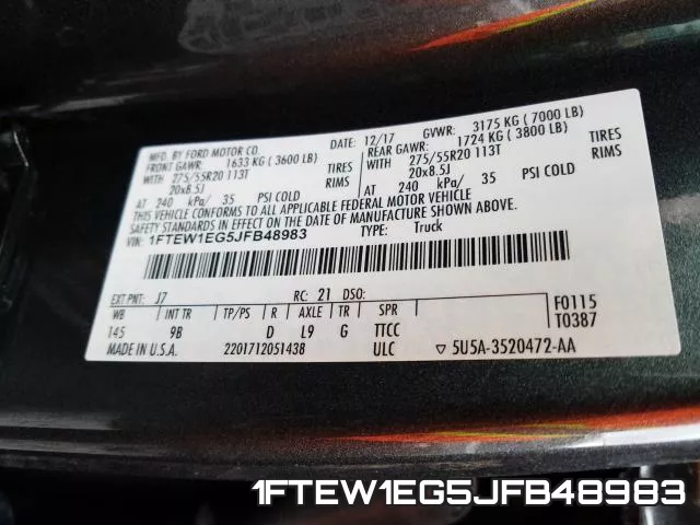 1FTEW1EG5JFB48983 фото 2