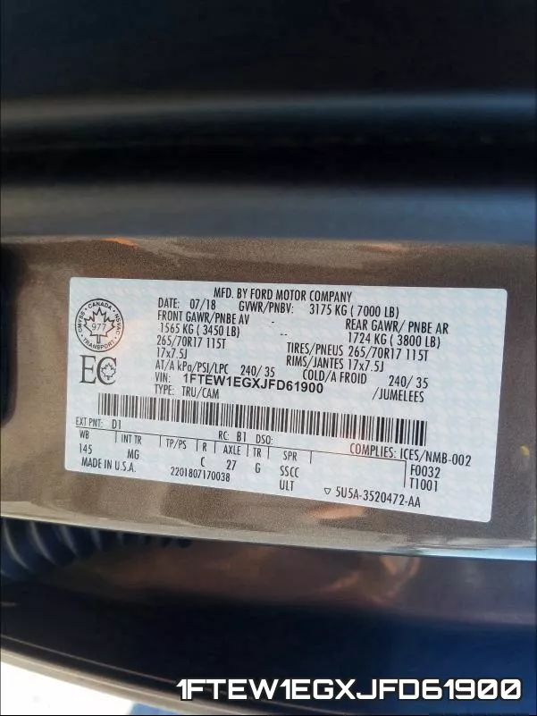 1FTEW1EGXJFD61900 фото 2