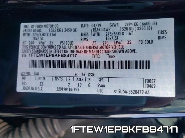 1FTEW1EP8KFB84717 фото 2