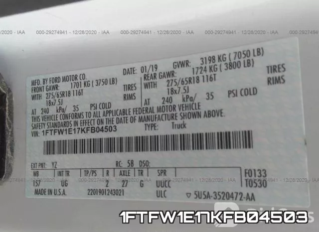1FTFW1E17KFB04503 фото 10