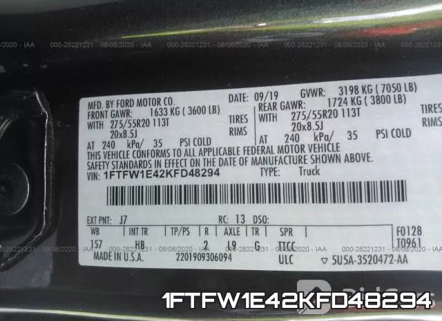 1FTFW1E42KFD48294 фото 8