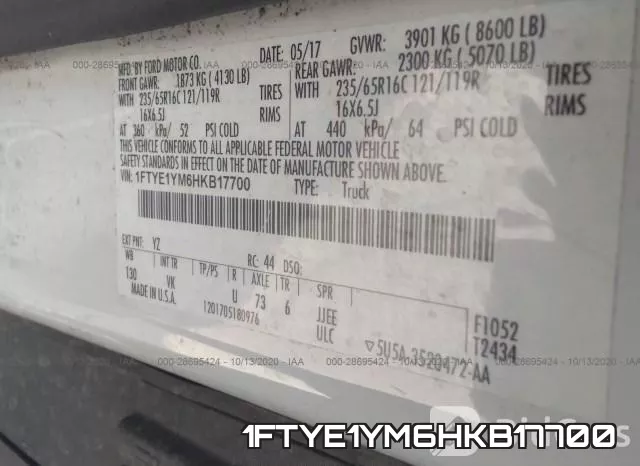 1FTYE1YM6HKB17700 фото 10