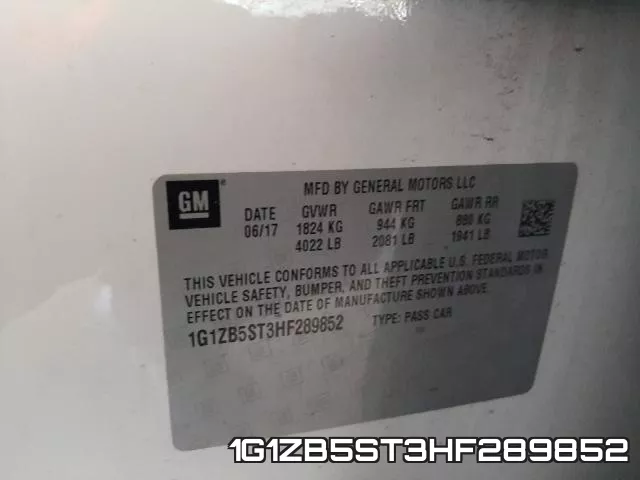 1G1ZB5ST3HF289852 фото 2