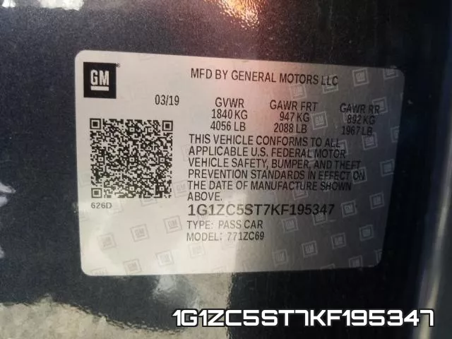 1G1ZC5ST7KF195347 фото 2