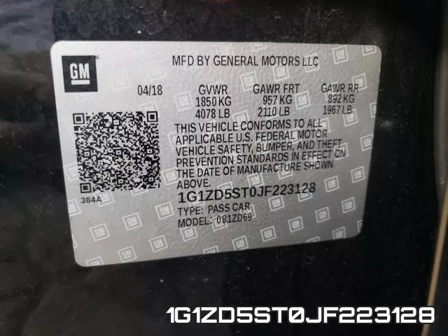 1G1ZD5ST0JF223128 фото 2