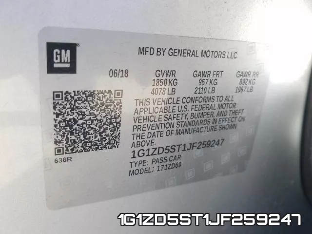 1G1ZD5ST1JF259247 фото 2