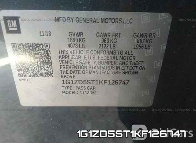 1G1ZD5ST1KF126747 фото 10
