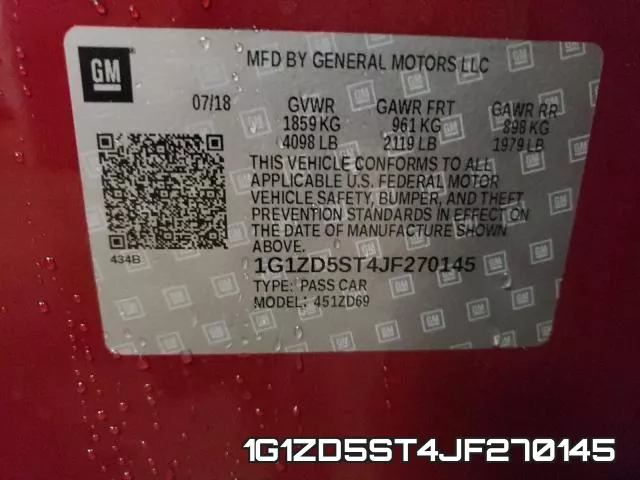 1G1ZD5ST4JF270145 фото 2