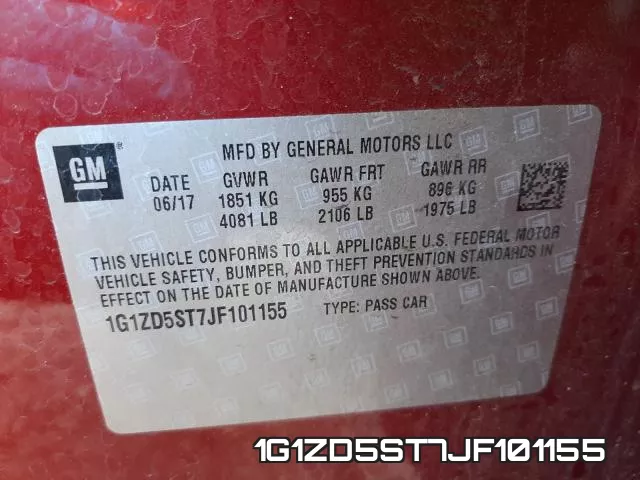 1G1ZD5ST7JF101155 фото 2