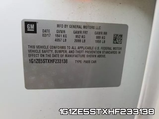 1G1ZE5STXHF233138 фото 2