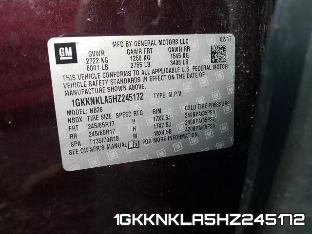1GKKNKLA5HZ245172 фото 2