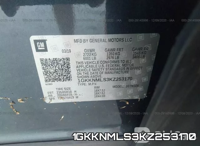 1GKKNMLS3KZ253170 фото 10