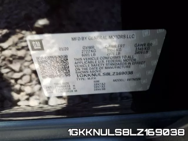 1GKKNULS8LZ169038 фото 2
